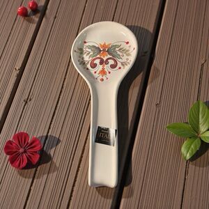 Ceramica Cuore Spoon Rest Made In Italy Painted Flourish Pattern 11x4.5” NEW